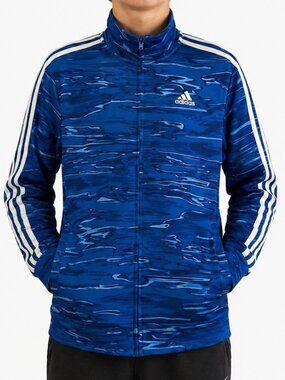 NWT ADIDAS Kids Blue Track Jacket with White Stripes